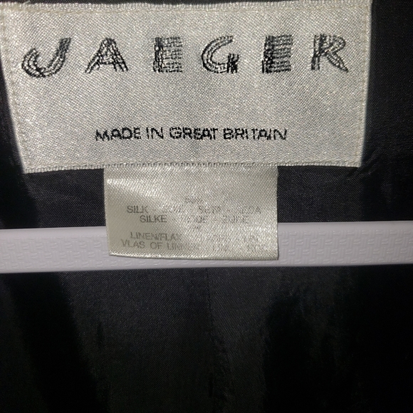 Vintage 80's Jaeger black silk & linen 4 button collar less blazer Women… - Picture 2 of 10